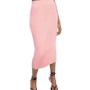 NWT Zara Ribbed Knit Midi Skirt Pink Size Small S 26 High Waist Bodycon Stretch